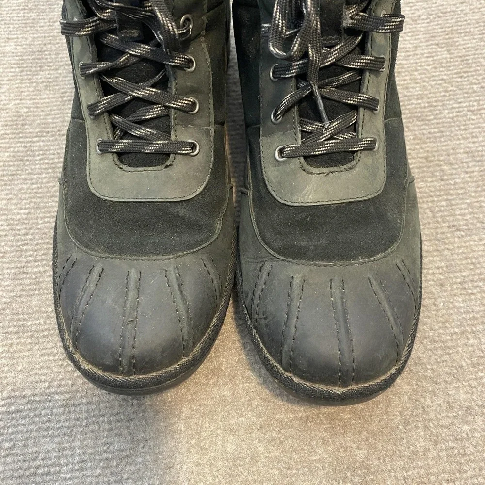 UGG Snow Boots Womens Size 9 Black Suede Wool Lined Lace Up Ankle Winter 1095160